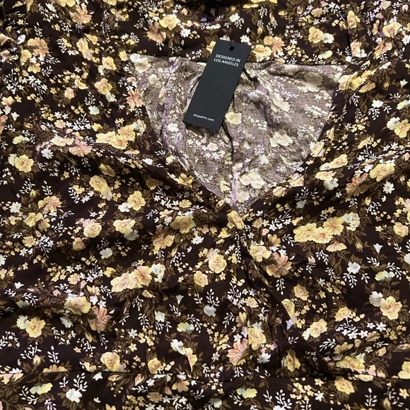 AFRM Brown and Floral Long sleeve shirt - Picture 2 of 4